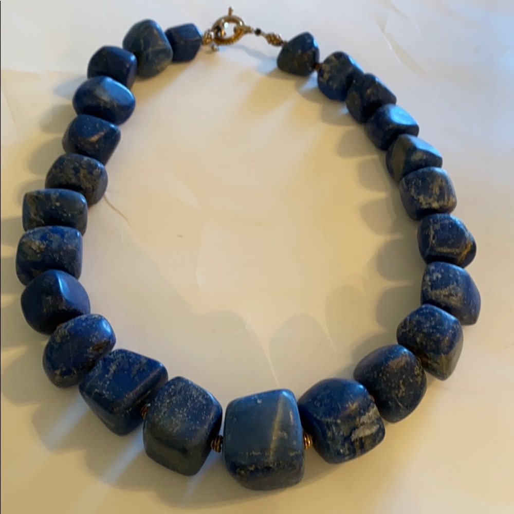 LAPIS LAZULI BLUE DENIM NECKLACE TOGGLE